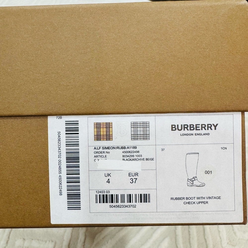 Burberry Black and Beige Plaid Boots - Picture 6 of 7
